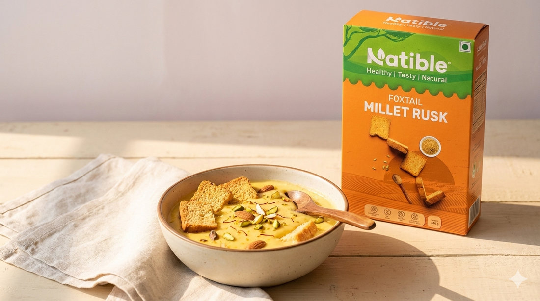 Rusk Custard Pudding Made with Natible Millet Rusks