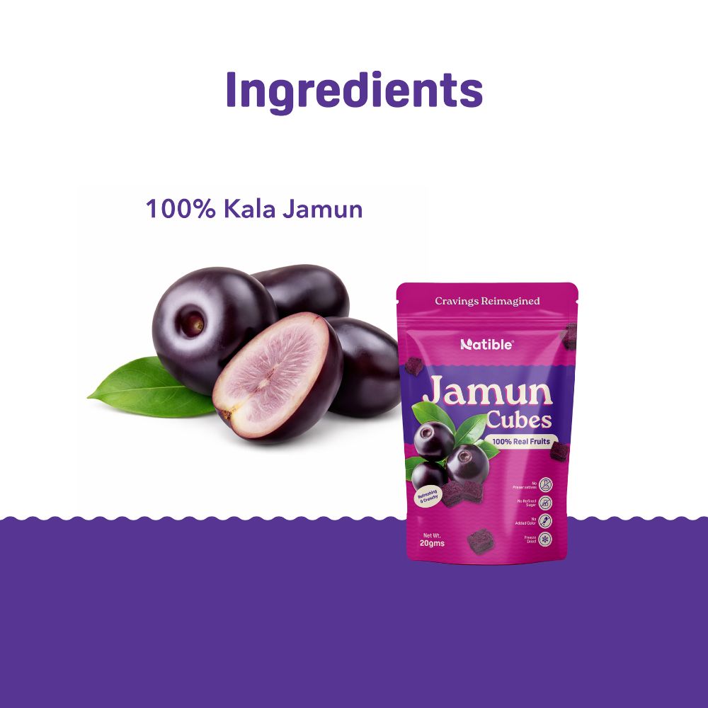 Natible Jamun Freeze Dried Cubes ( Pack of 2 , 40gm)