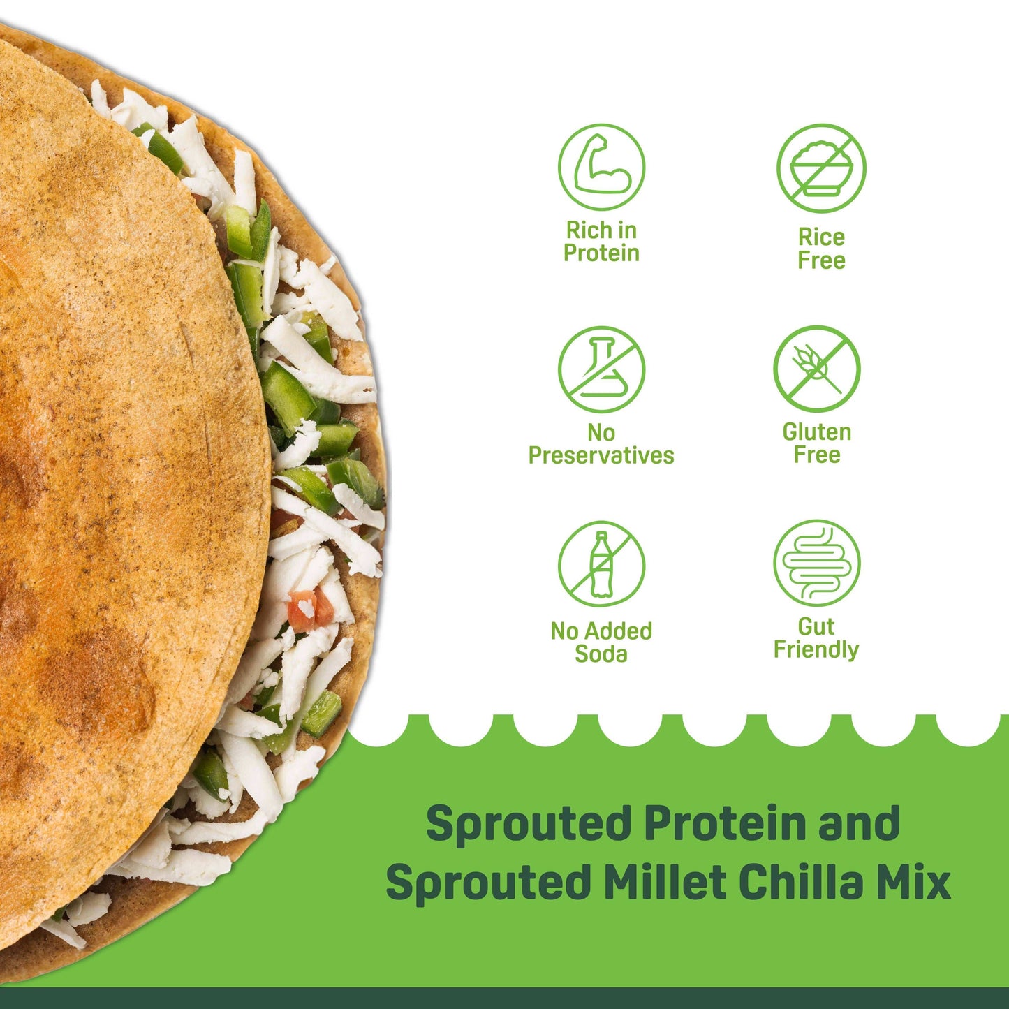 Sprouted Protein and Sprouted Millet Chilla Mix - Achari Flavor