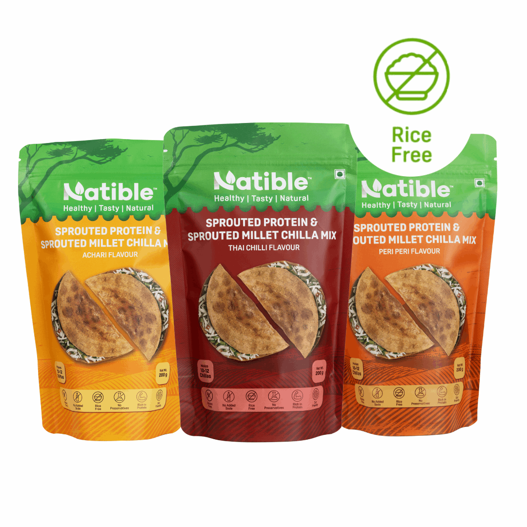 Combo Pack of 3 - Sprouted Protein and Sprouted Millet Chilla Mix