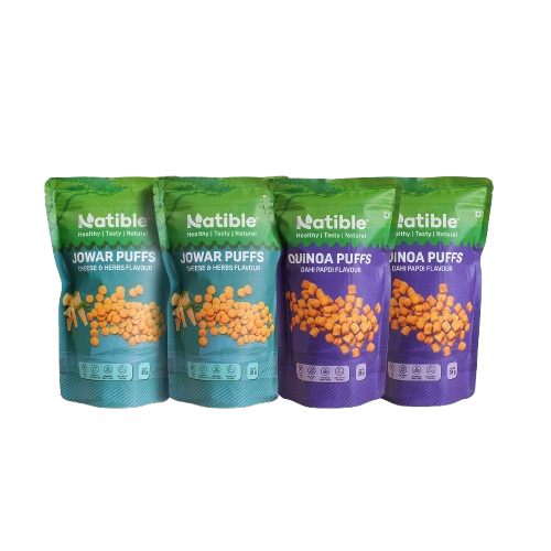 Combo Pack of 4 - Small Pack of Jowar and Dahi Papdi Puff