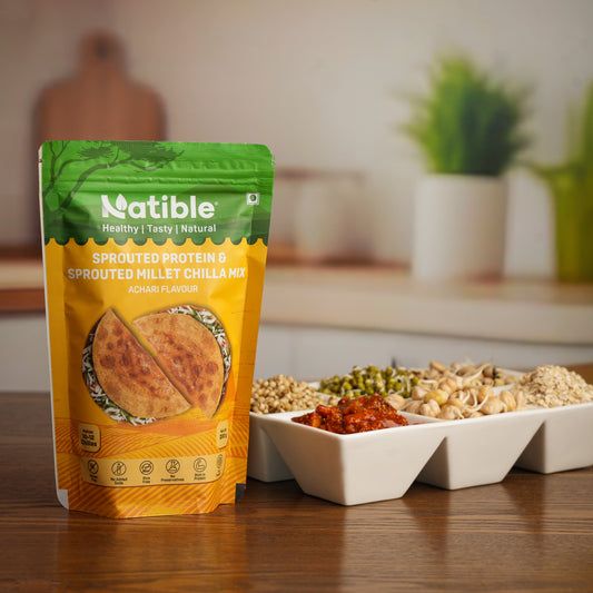 Sprouted Protein and Sprouted Millet Chilla Mix - Achari Flavor - 200 gms