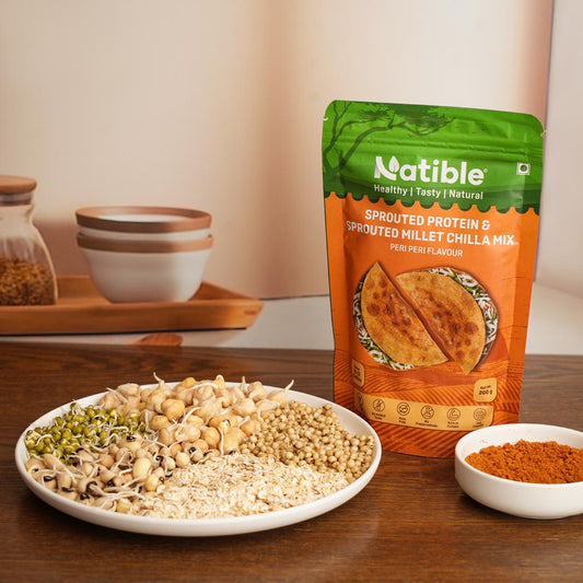 Sprouted Protein and Sprouted Millet Chilla Mix - Peri Peri Flavor 200 gms per packet