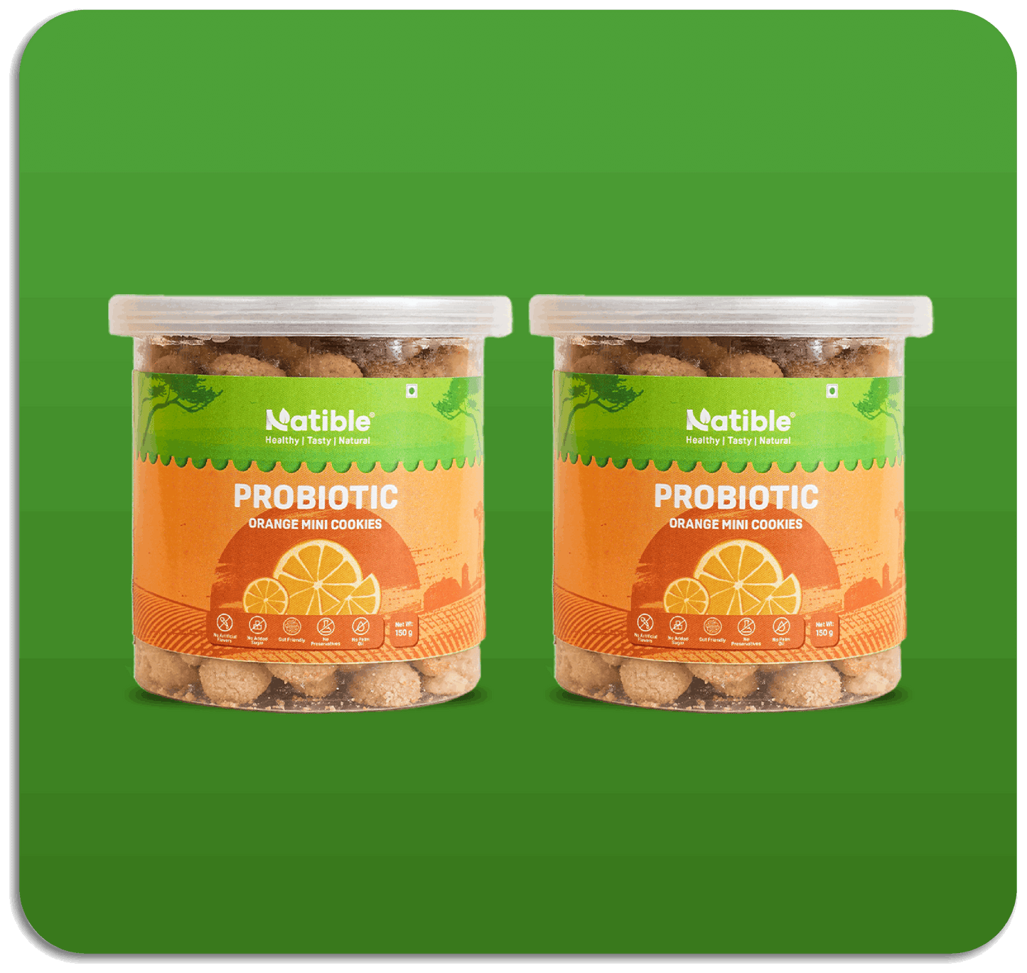 Natible Probiotic Orange Mini Cookies Combo