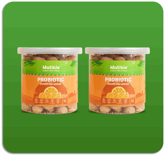 Natible Probiotic Orange Mini Cookies Combo 150 gms per jar