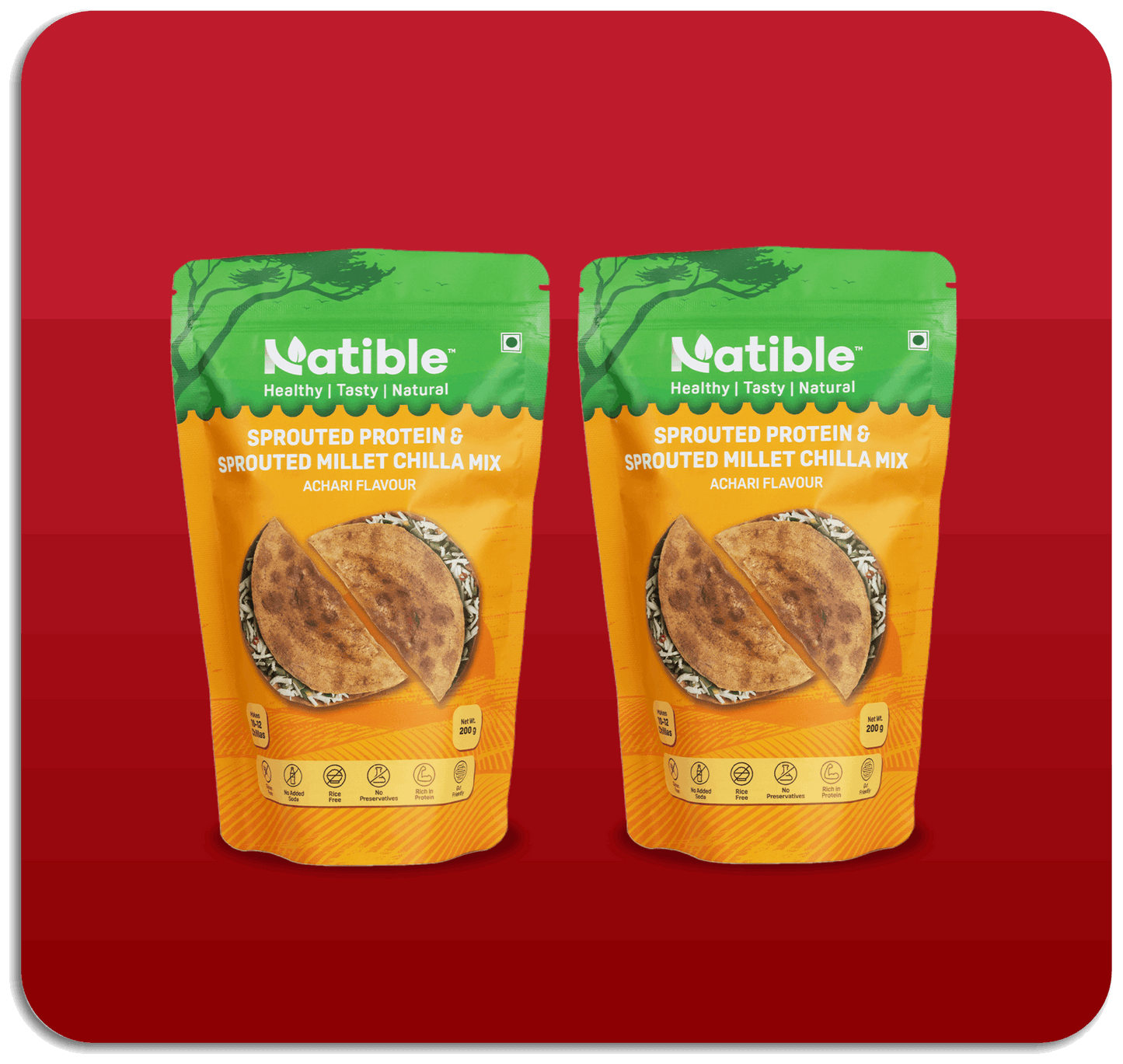 Sprouted Protein and Sprouted Millet Chilla Mix Combo- Achari Flavor