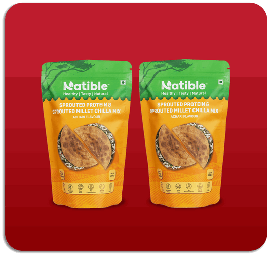 Sprouted Protein and Sprouted Millet Chilla Mix Combo- Achari Flavor