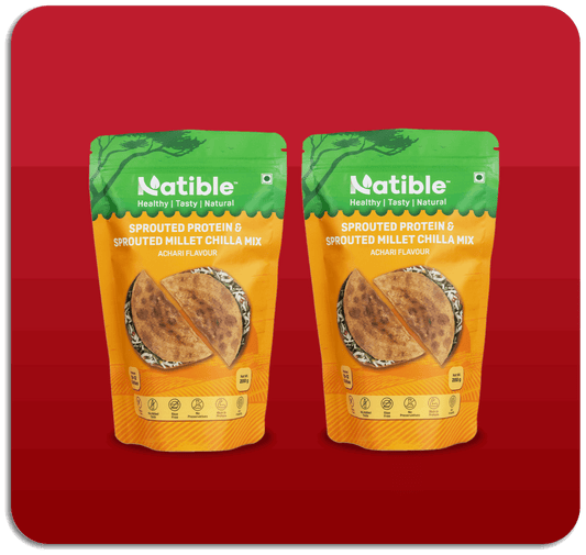 Sprouted Protein and Sprouted Millet Chilla Mix - Achari Flavour (Pack of 2, 400 gms)