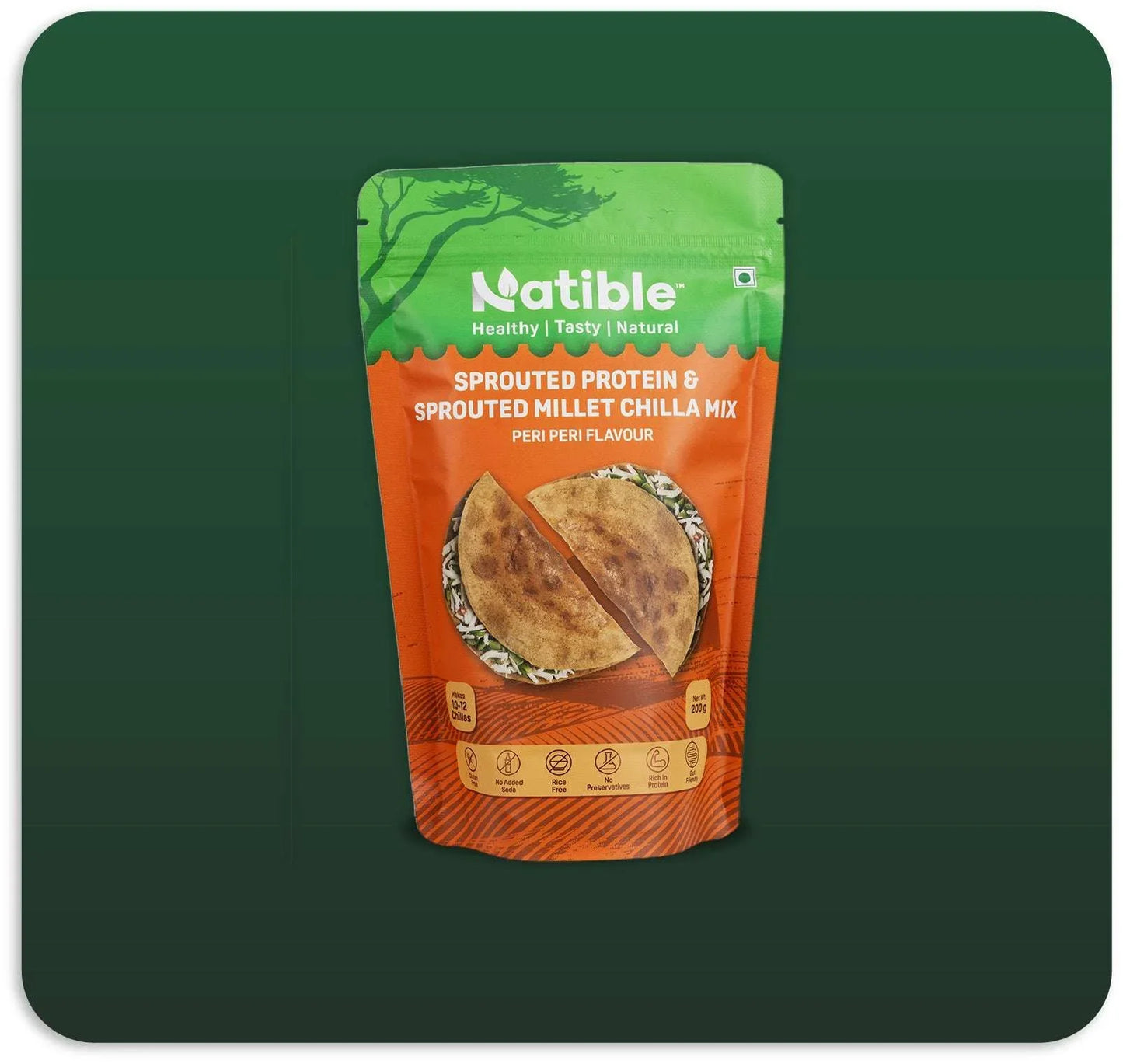 Sprouted Protein and Sprouted Millet Chilla Mix - Peri Peri Flavor