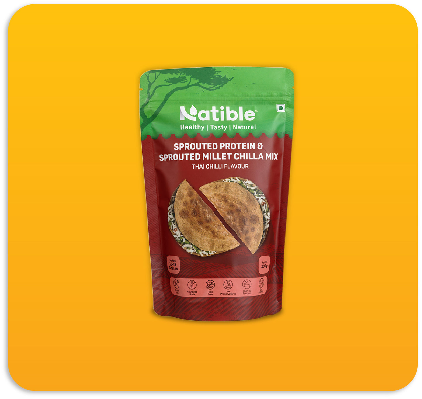 Sprouted Protein and Sprouted Millet Chilla Mix - Thai Chilli Flavour (200 gms)
