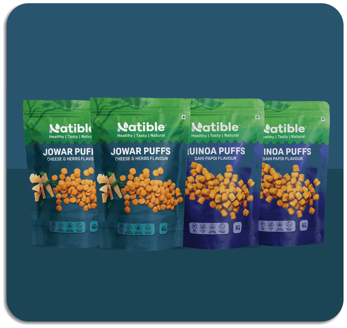 Combo Pack of 4 - Small Pack of Jowar and Dahi Papdi Puff