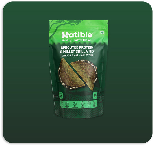 Sprouted Protein and Millet Chilla Mix - Spinach & Masala Flavor