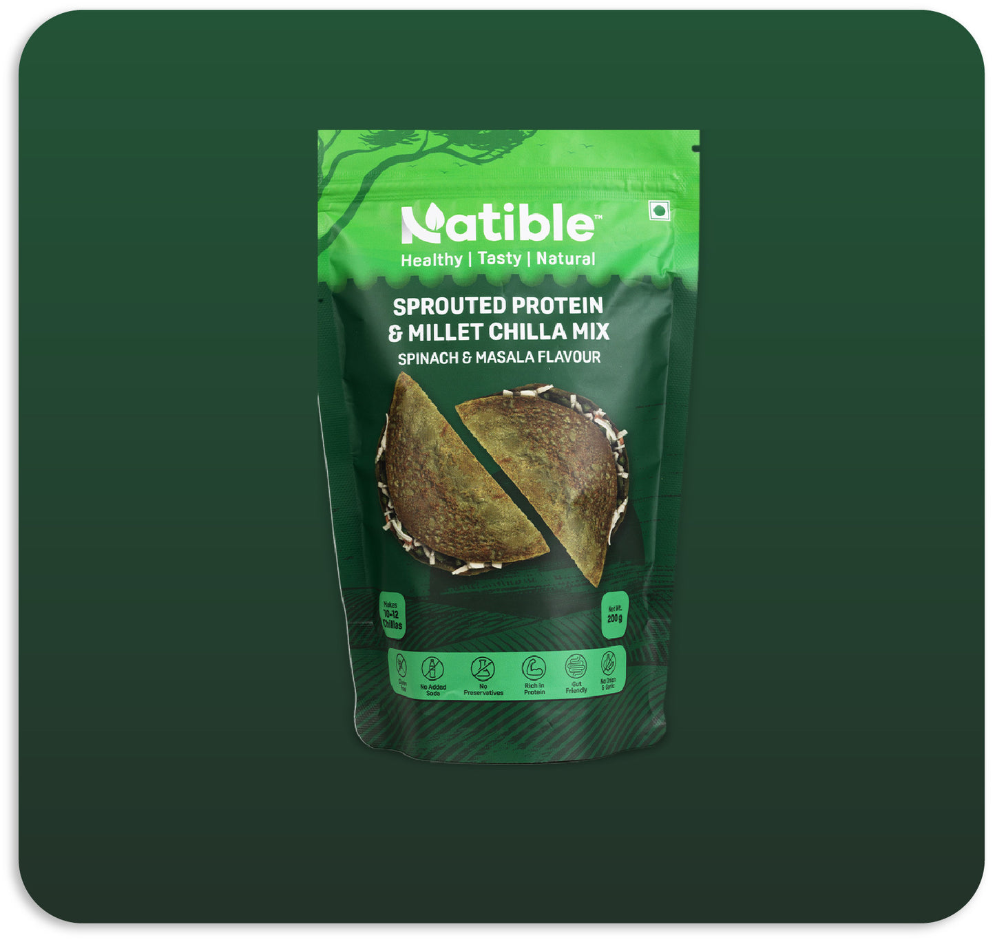 Sprouted Protein and Millet Chilla Mix - Spinach & Masala Flavor (200 gms)