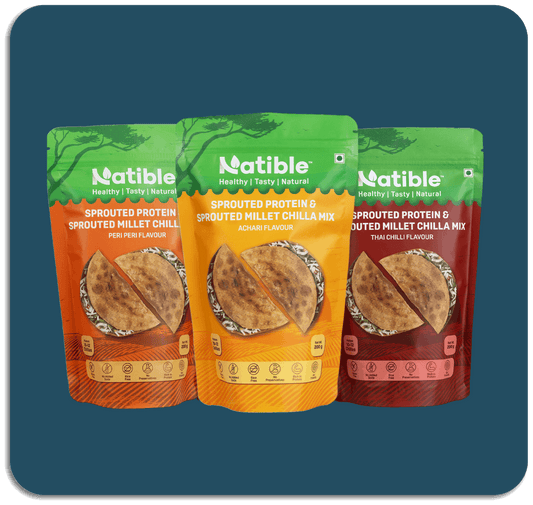 Combo Pack of 3 - Sprouted Protein and Sprouted Millet Chilla Mix