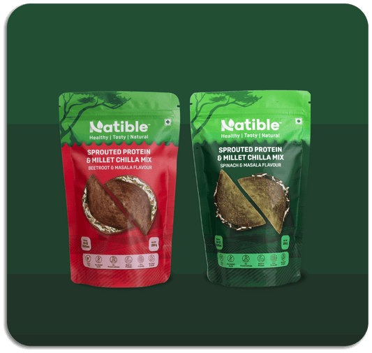 Combo Pack of 2 - Sprouted Protein and Sprouted Millet Chilla Mix