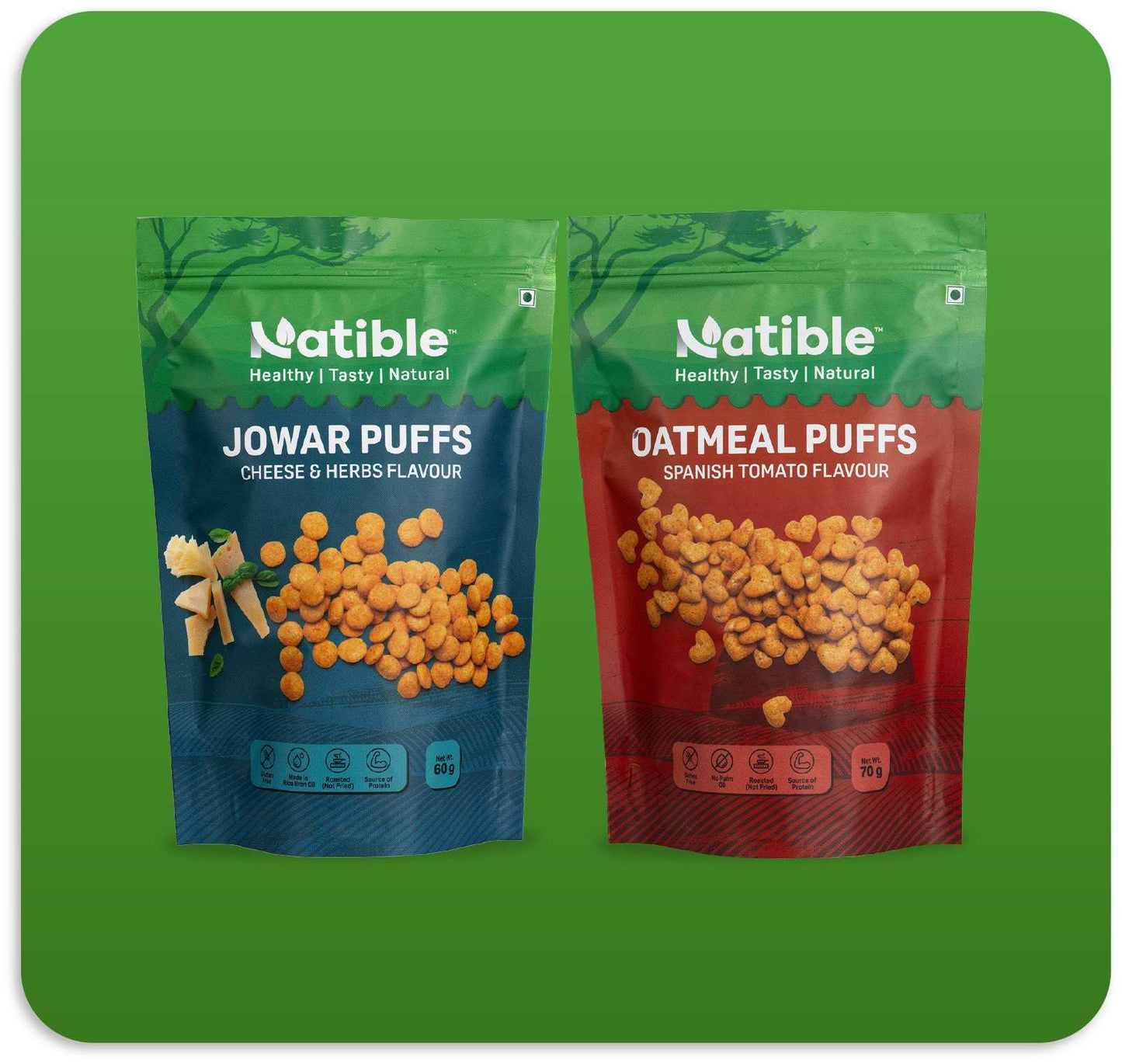 Roasted Puffs Pack of 2 (Cheese & Herbs + Spanish Tomato)