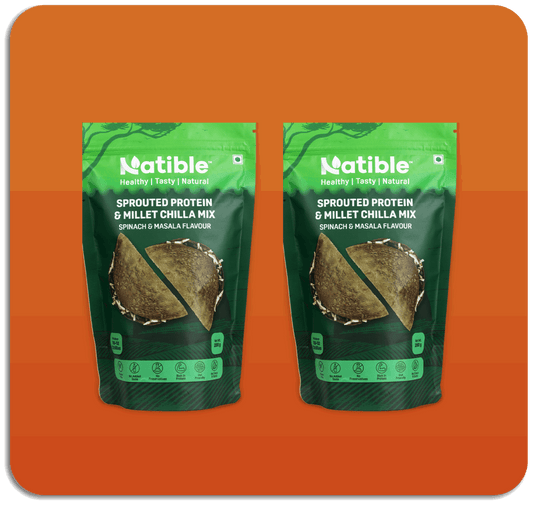 Sprouted Protein and Millet Chilla Mix Combo- Spinach & Masala Flavor - 200 gms