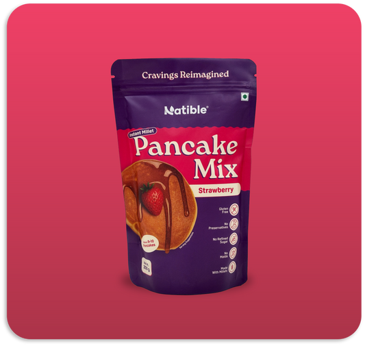 Natible Instant Millet Pancake Mix - Strawberry Flavour (200 gms)