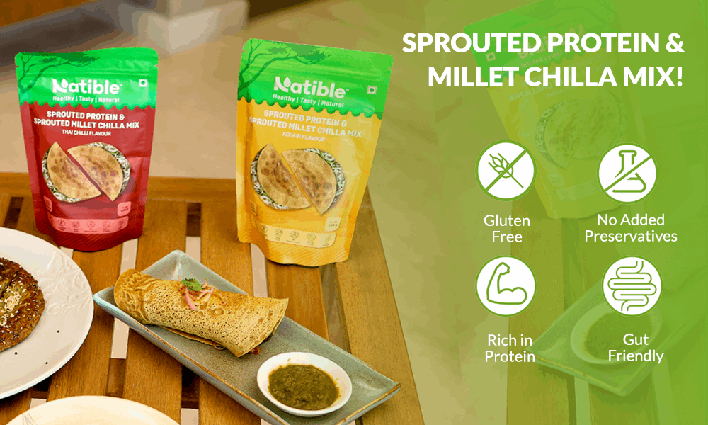 Combo Pack of 3 - Sprouted Protein and Sprouted Millet Chilla Mix
