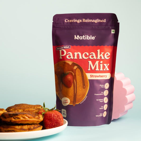 Natible Instant Millet Pancake Mix - Choco Delight & Strawberry ( Pack of 2 ,400 gms)