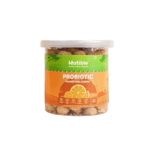 Natible Probiotic Orange Mini Cookies - 150 gms per jar