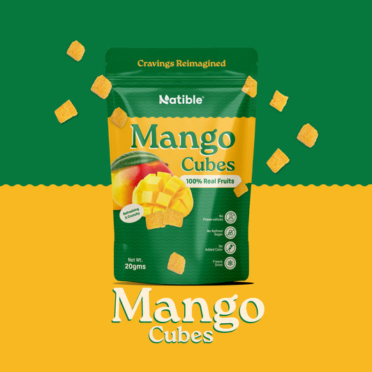 Natible Mango Freeze Dried Cubes (Pack of 1, 20 gms)