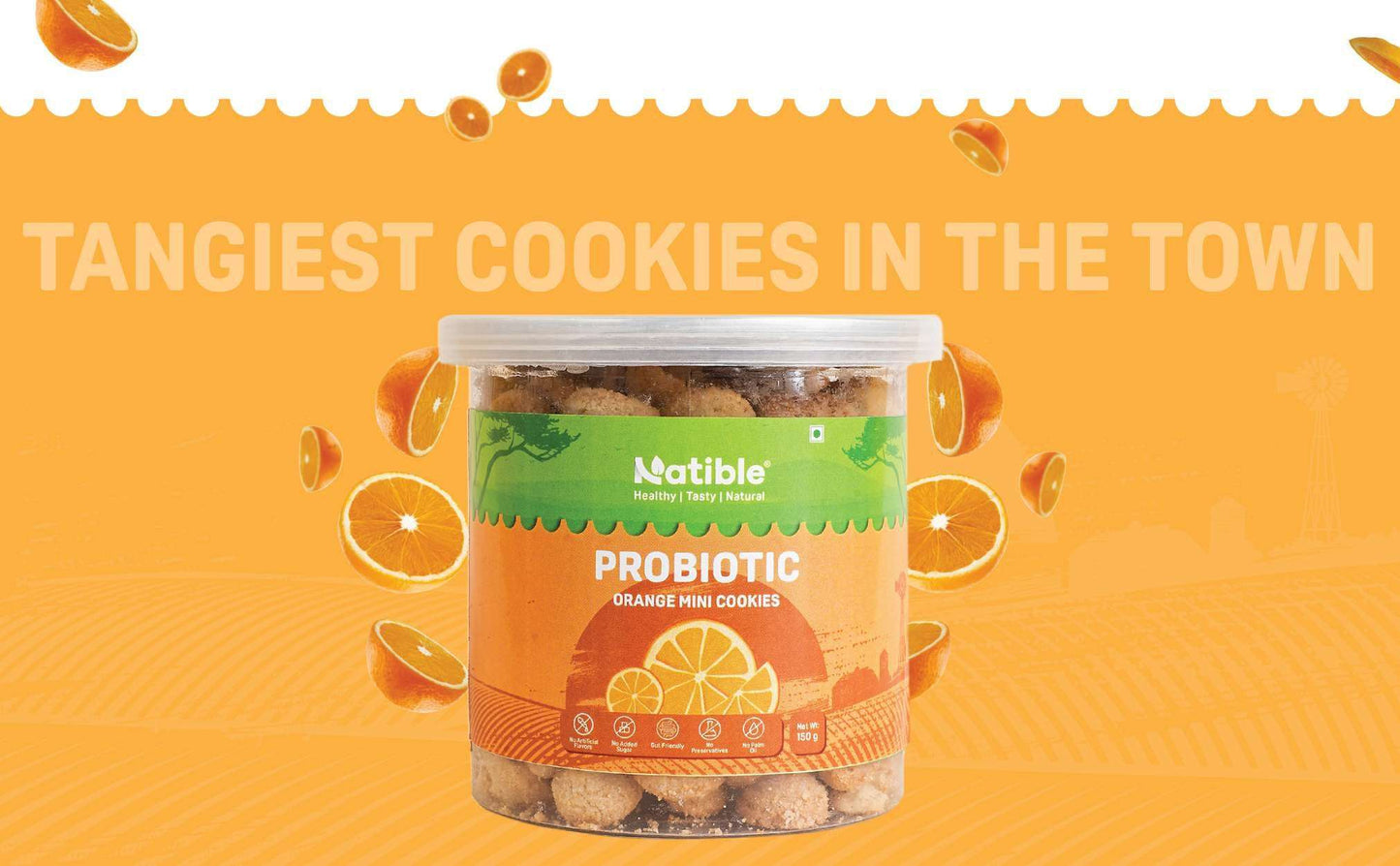 Natible Probiotic Orange Mini Cookies