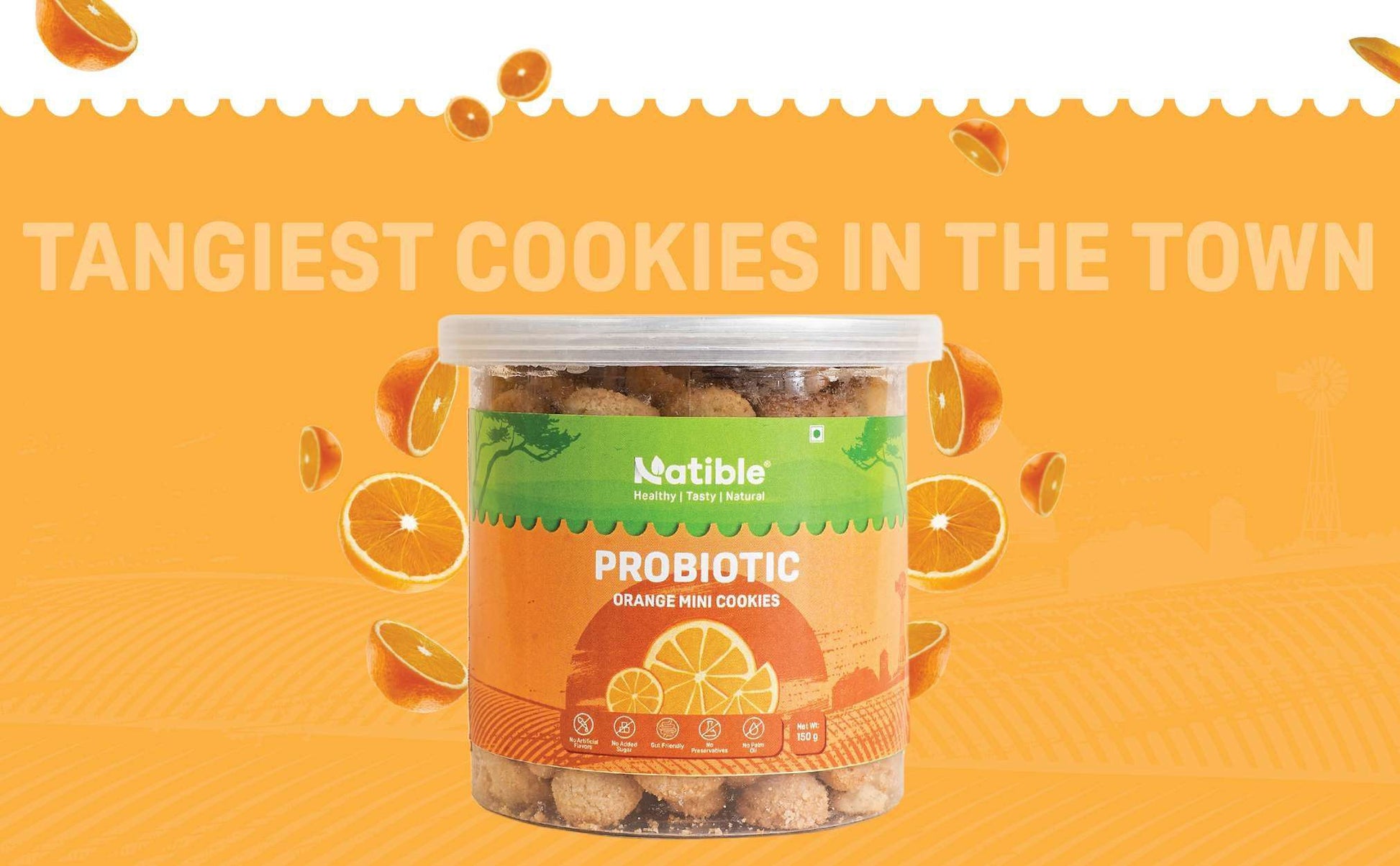 Natible Probiotic Orange Mini Cookies