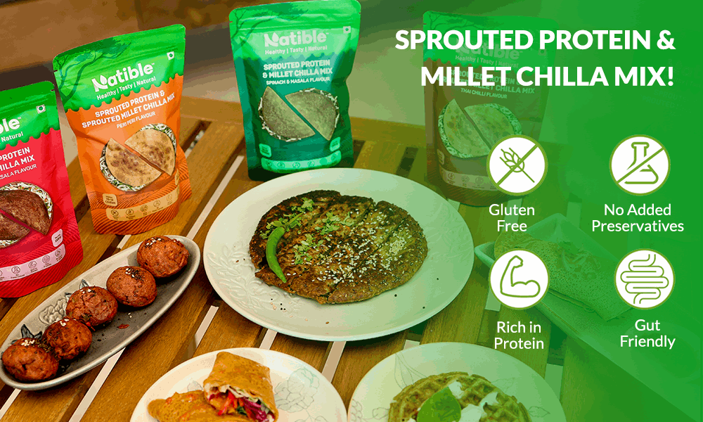 Combo Pack of 5 - Sprouted Protein and Sprouted Millet Chilla Mix