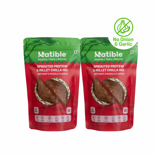 Sprouted Protein and Millet Chilla Mix - Beetroot & Masala Flavour (Pack of 2, 400 gms)