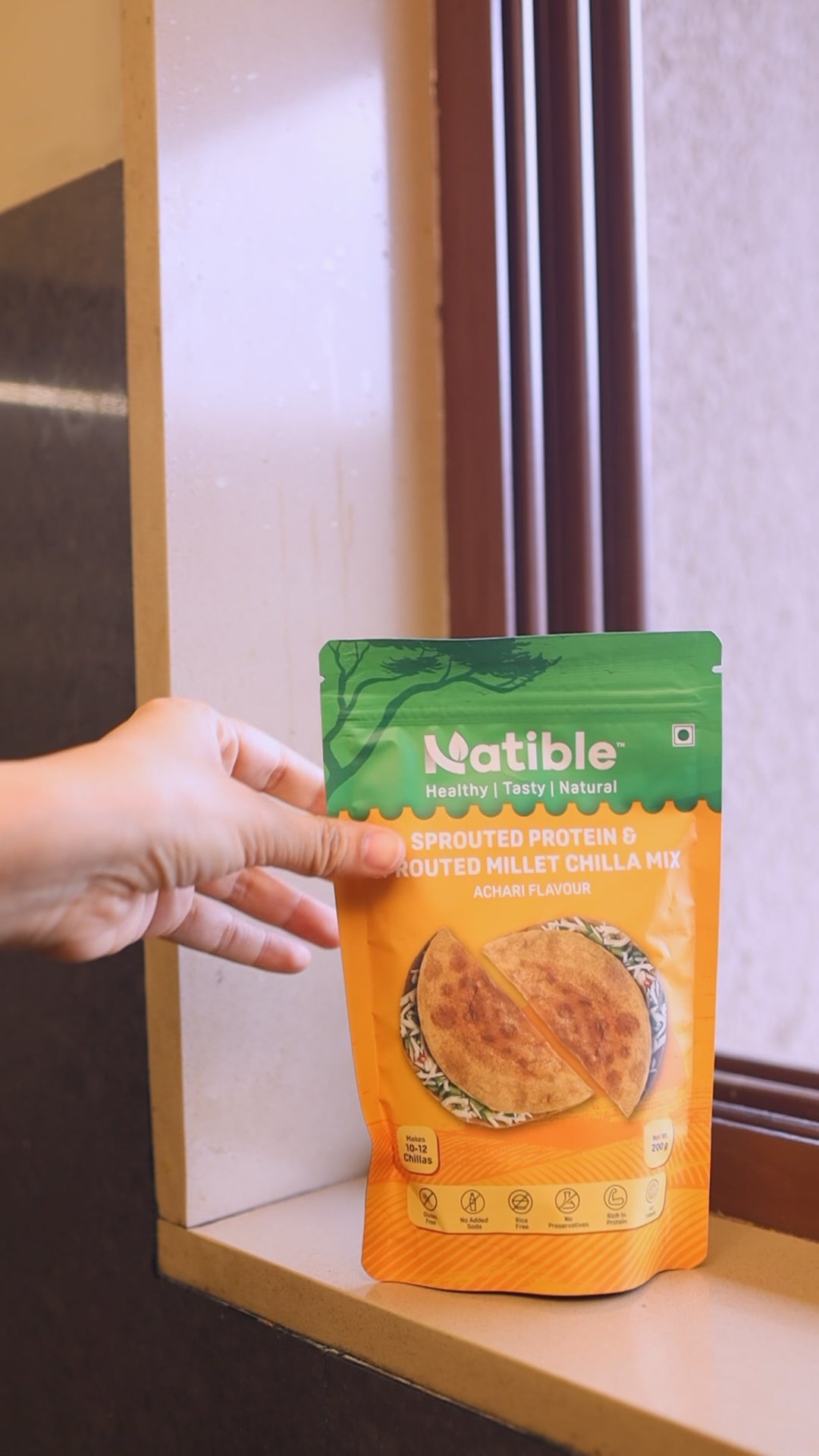 Sprouted Protein and Sprouted Millet Chilla Mix - Achari Flavor