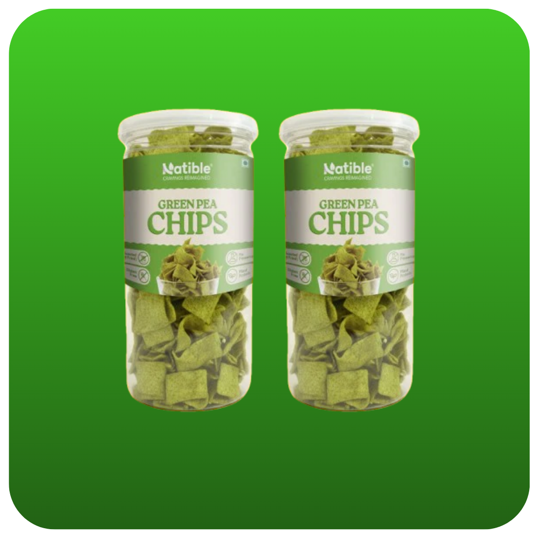 Natible Roasted Green Pea Chips (Pack of 2, 280 gms)