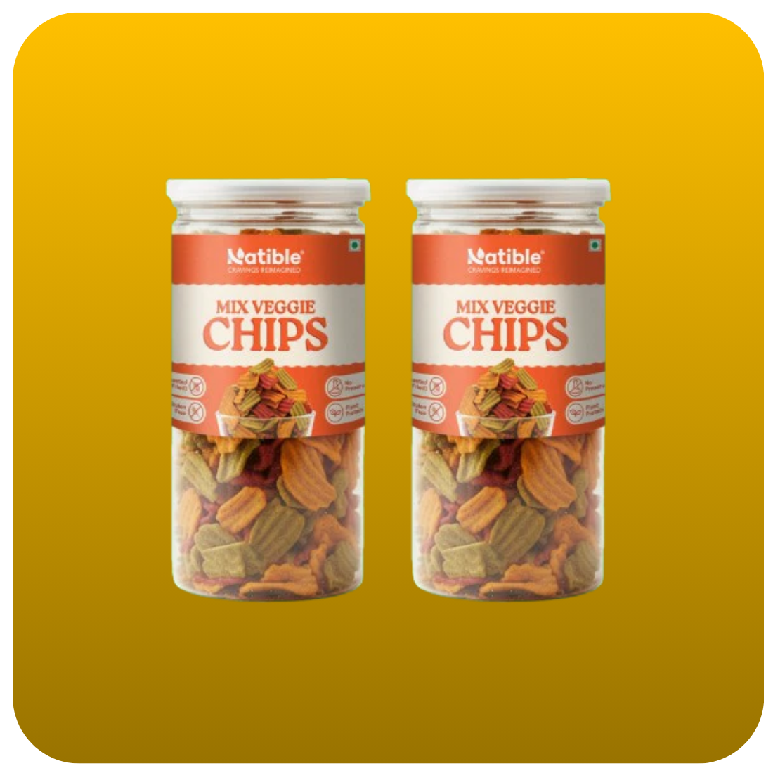 Natible Roasted Mix Veggie Chips (Pack of 2, 280 gms)