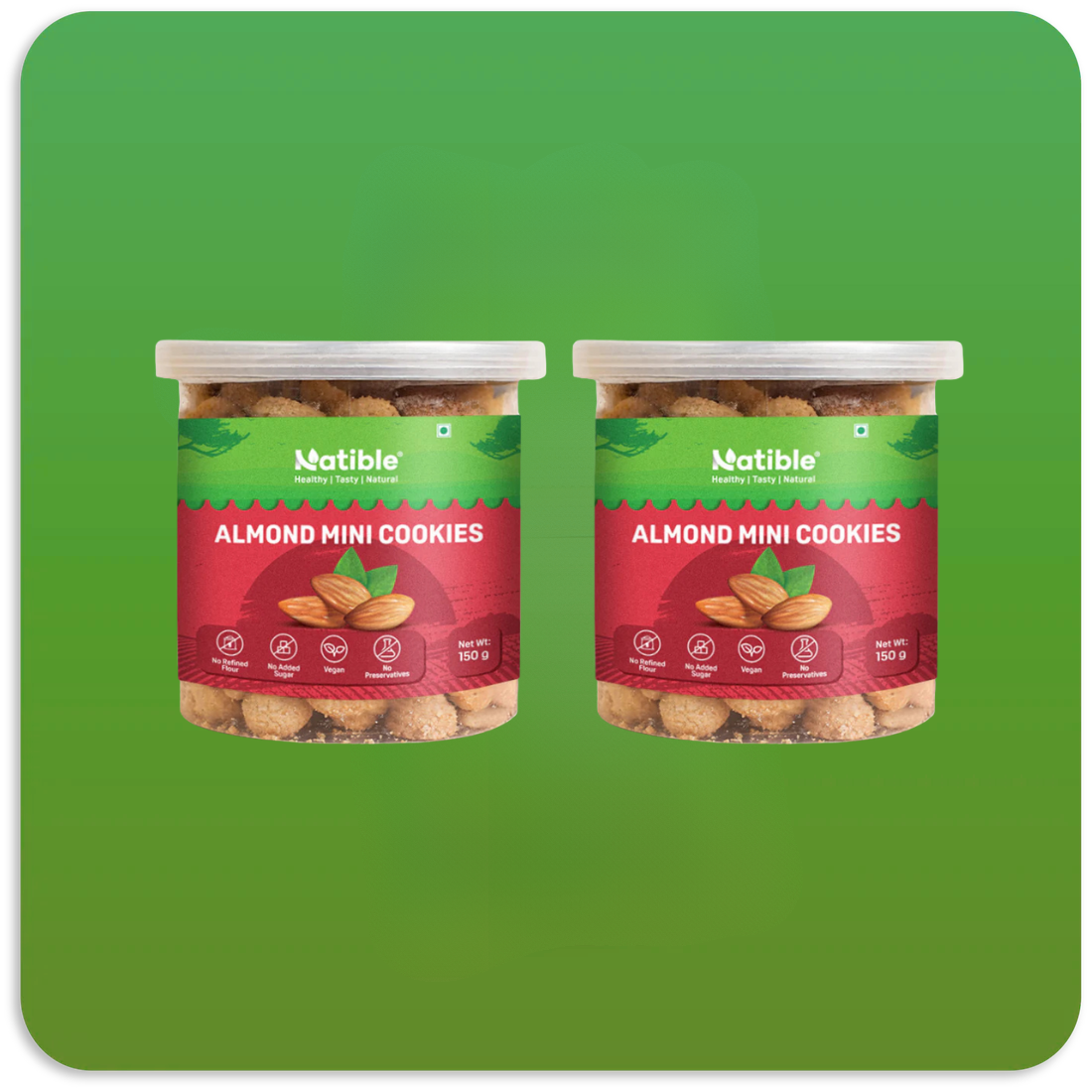Natible Almond Mini Cookies Combo - 165 gms per jar