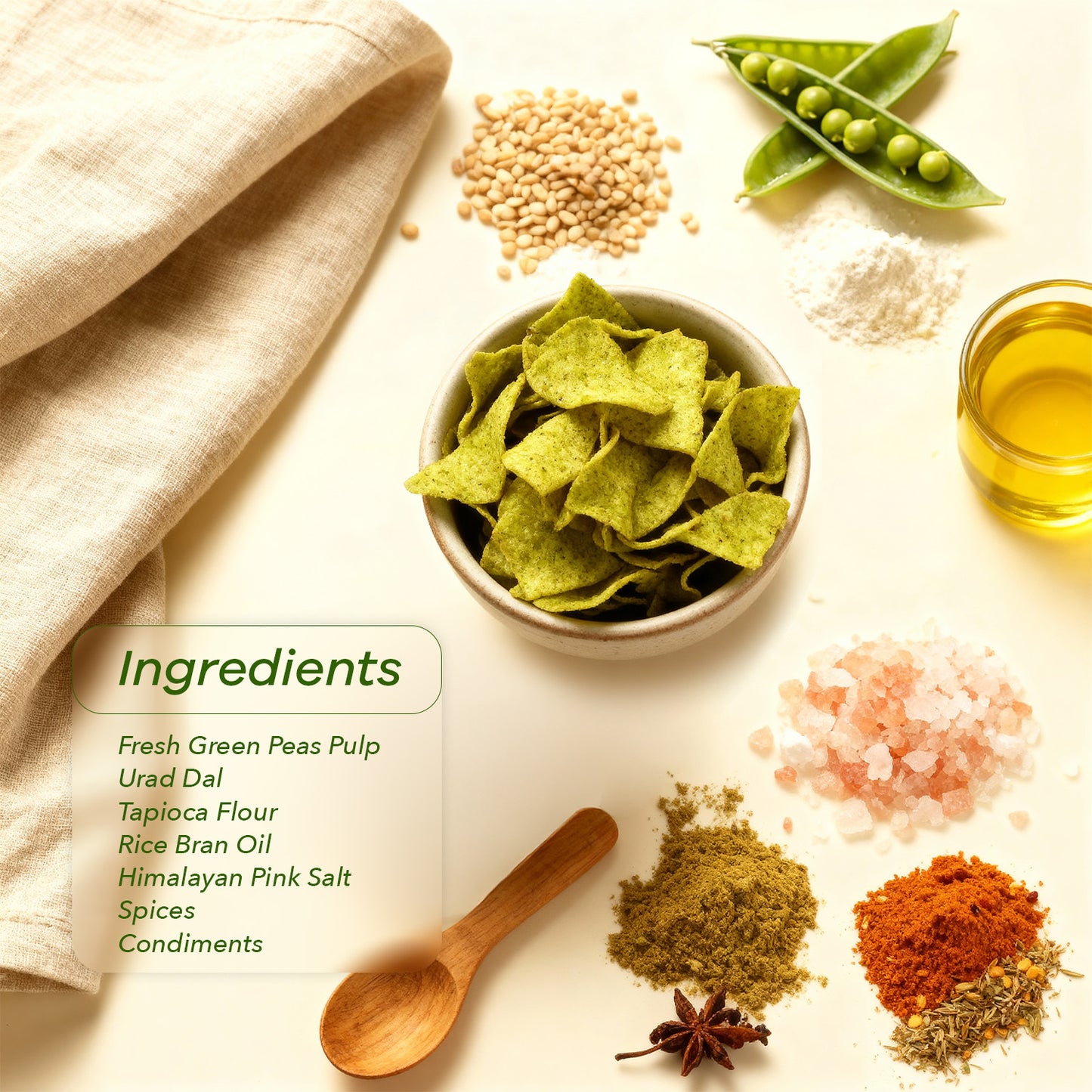 Natible Roasted Green Pea Chips (Pack of 2, 280 gms)
