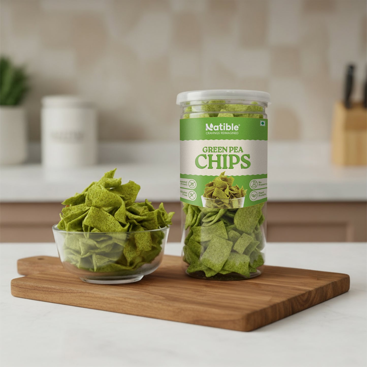 Natible Roasted Green Pea Chips (Pack of 2, 280 gms)