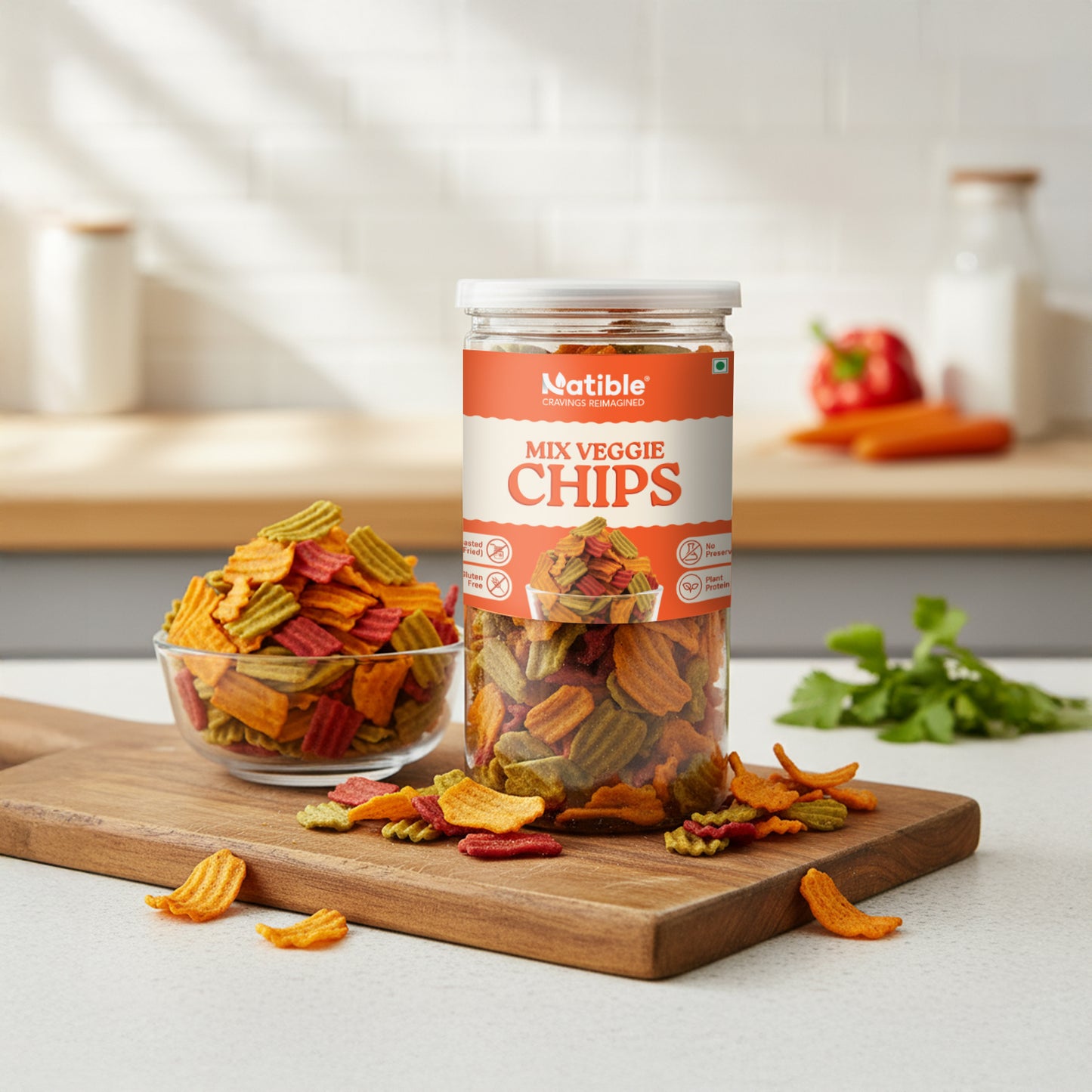 Natible Roasted Mix Veggie Chips (Pack of 2, 280 gms)