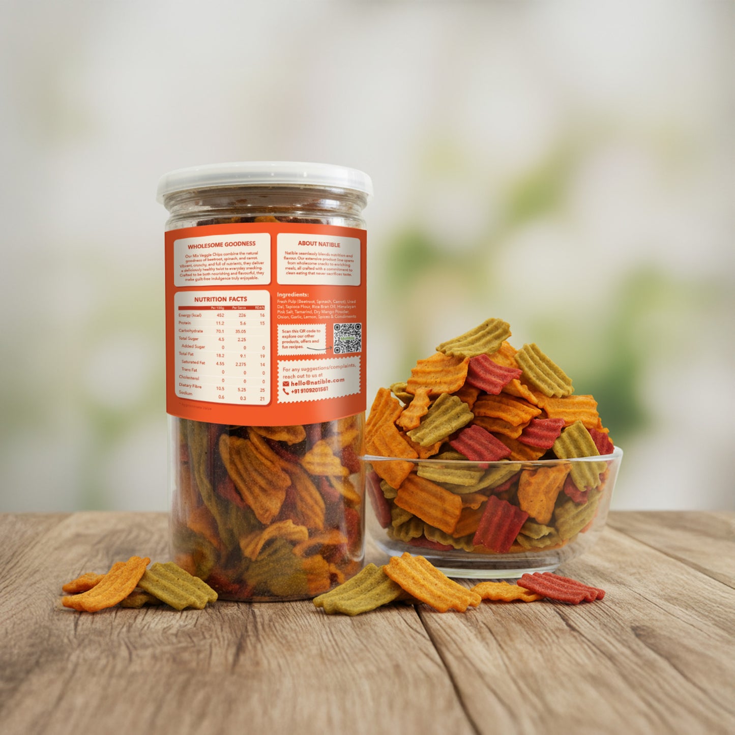 Natible Roasted Mix Veggie Chips (Pack of 2, 280 gms)