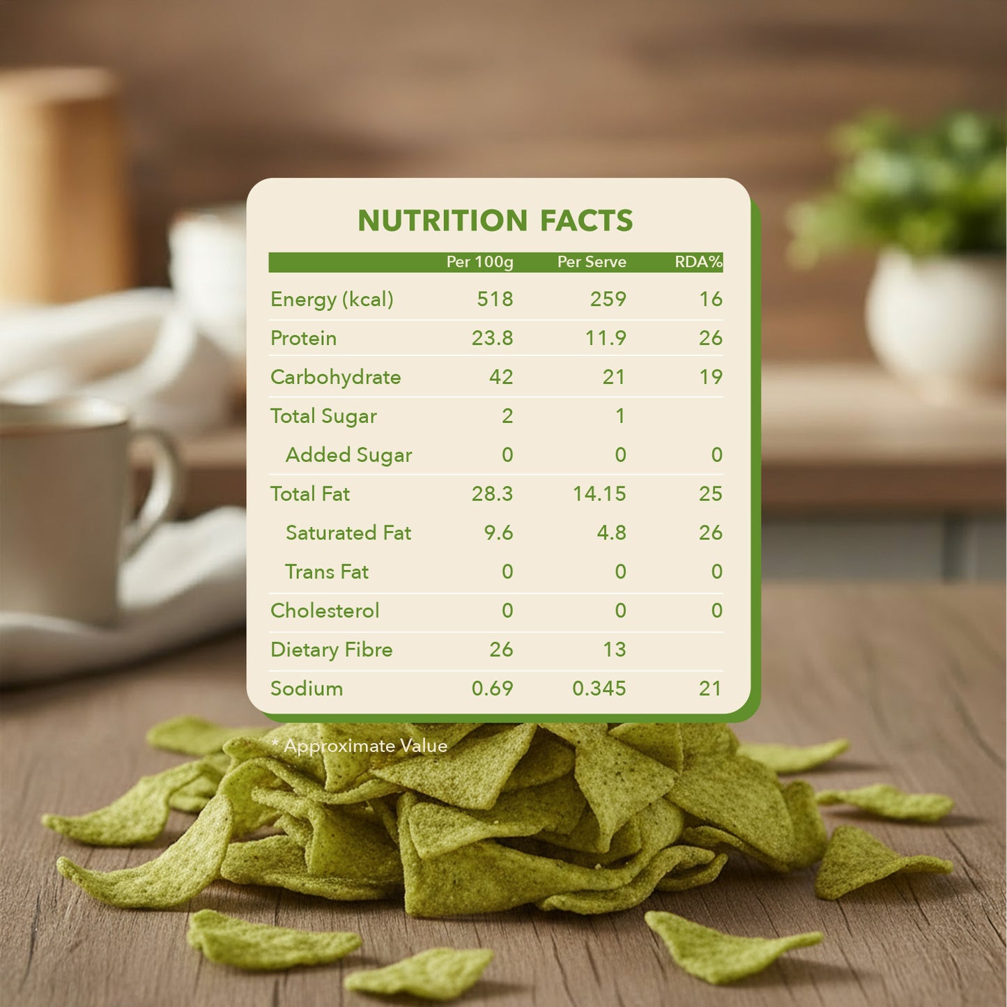 Natible Roasted Green Pea Chips (Pack of 2, 280 gms)