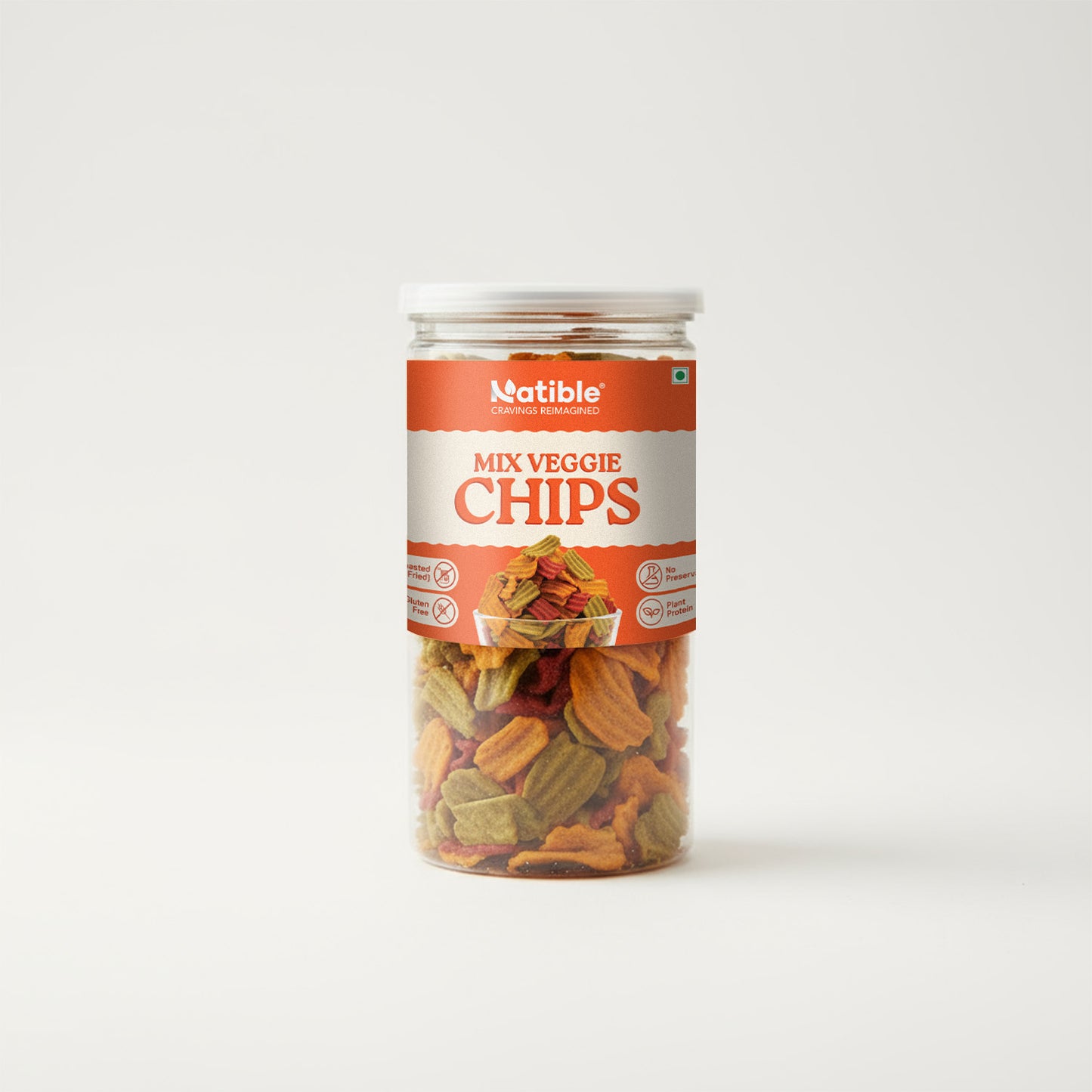 Natible Roasted Mix Veggie Chips (Pack of 2, 280 gms)
