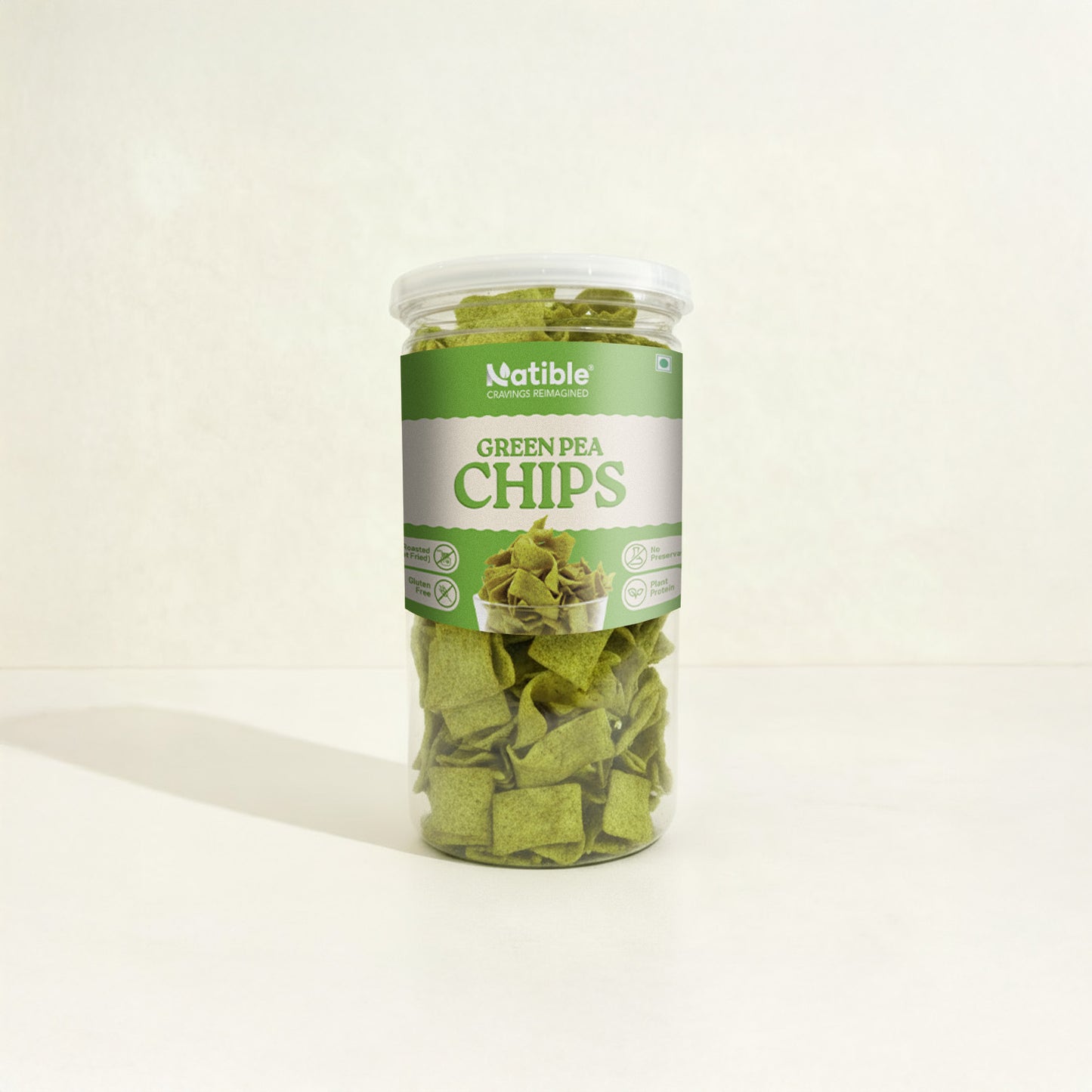 Natible Roasted Green Pea Chips (Pack of 2, 280 gms)