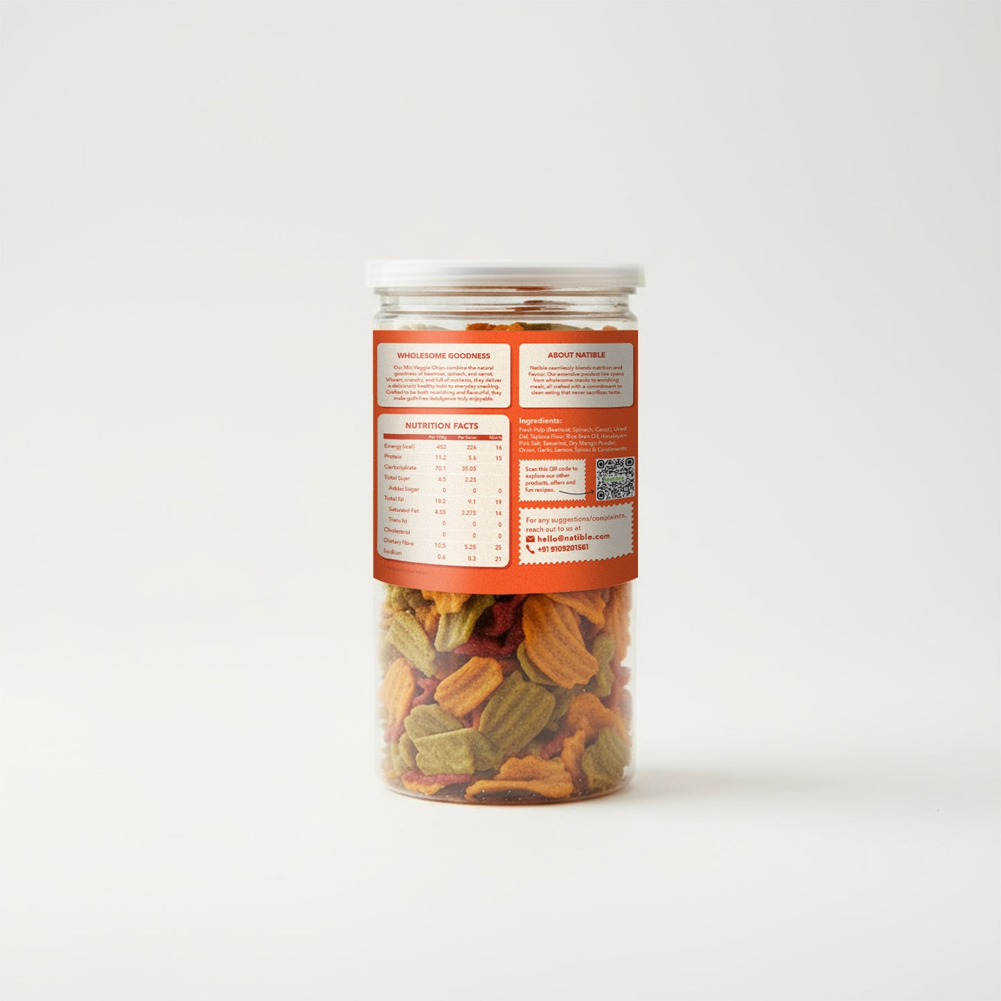 Natible Roasted Mix Veggie Chips (Pack of 2, 280 gms)