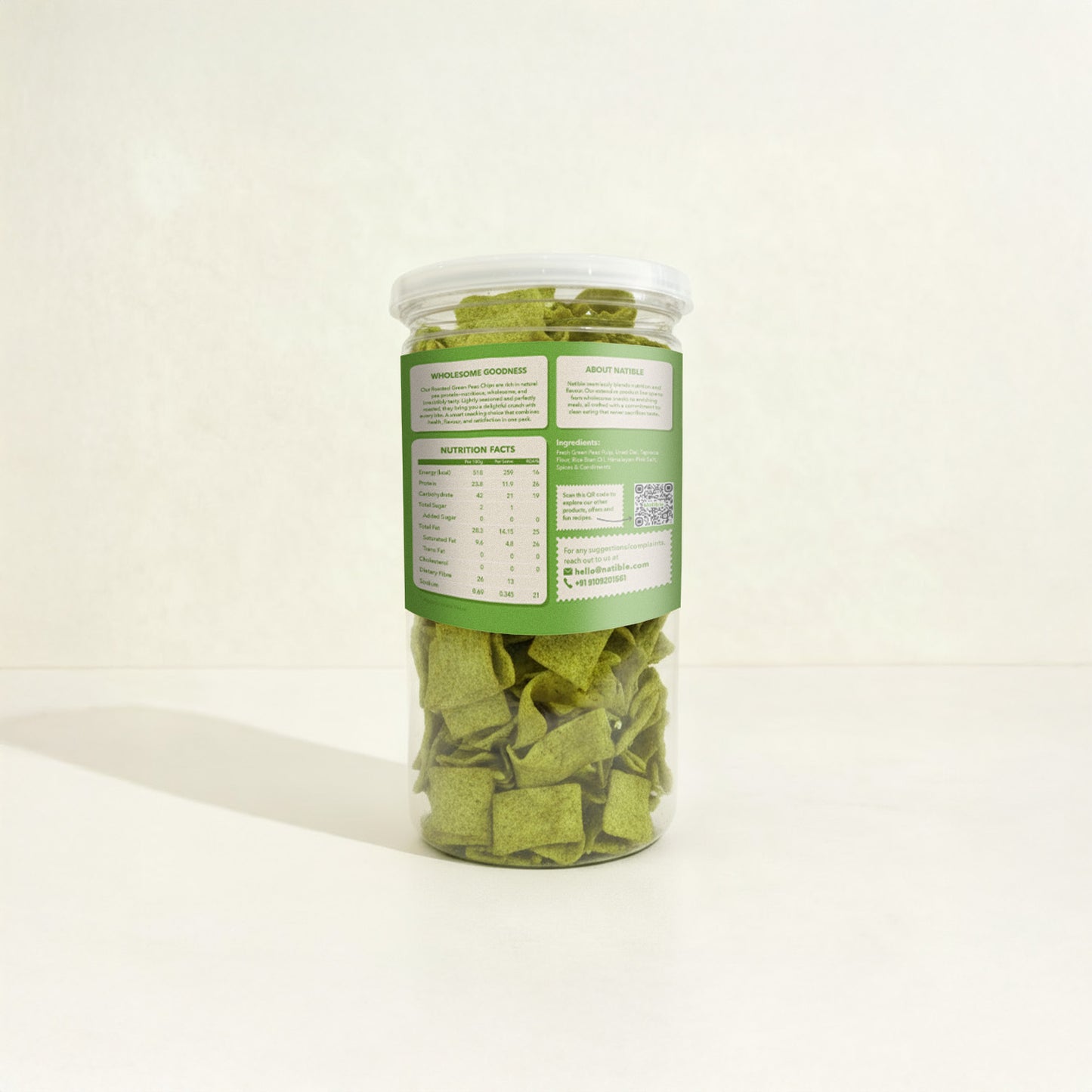 Natible Roasted Green Pea Chips (Pack of 2, 280 gms)