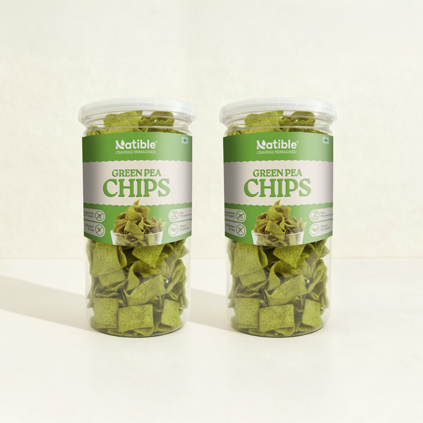 Natible Roasted Green Pea Chips (Pack of 2, 280 gms)