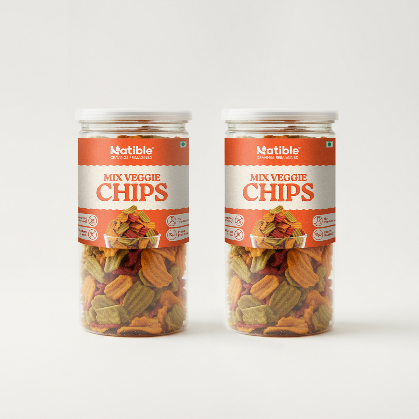 Natible Roasted Mix Veggie Chips (Pack of 2, 280 gms)