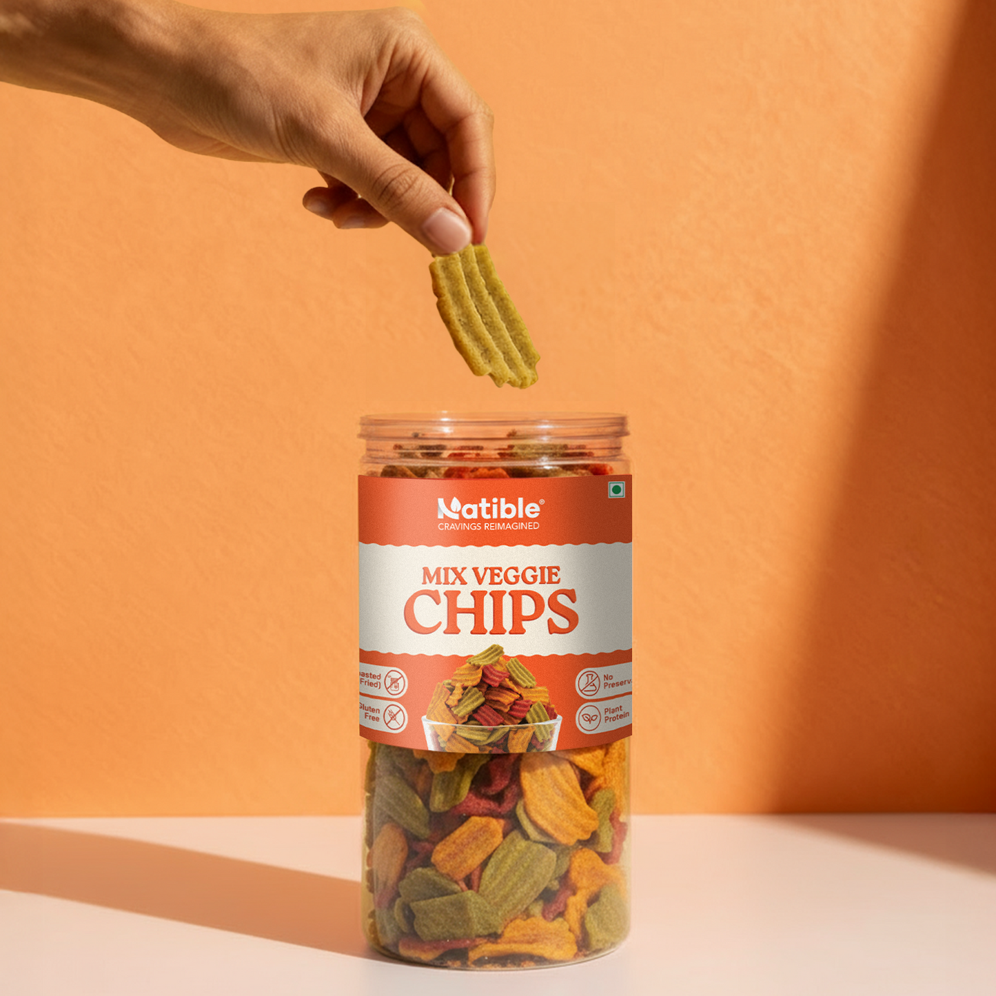 Natible Roasted Mix Veggie Chips (Pack of 2, 280 gms)