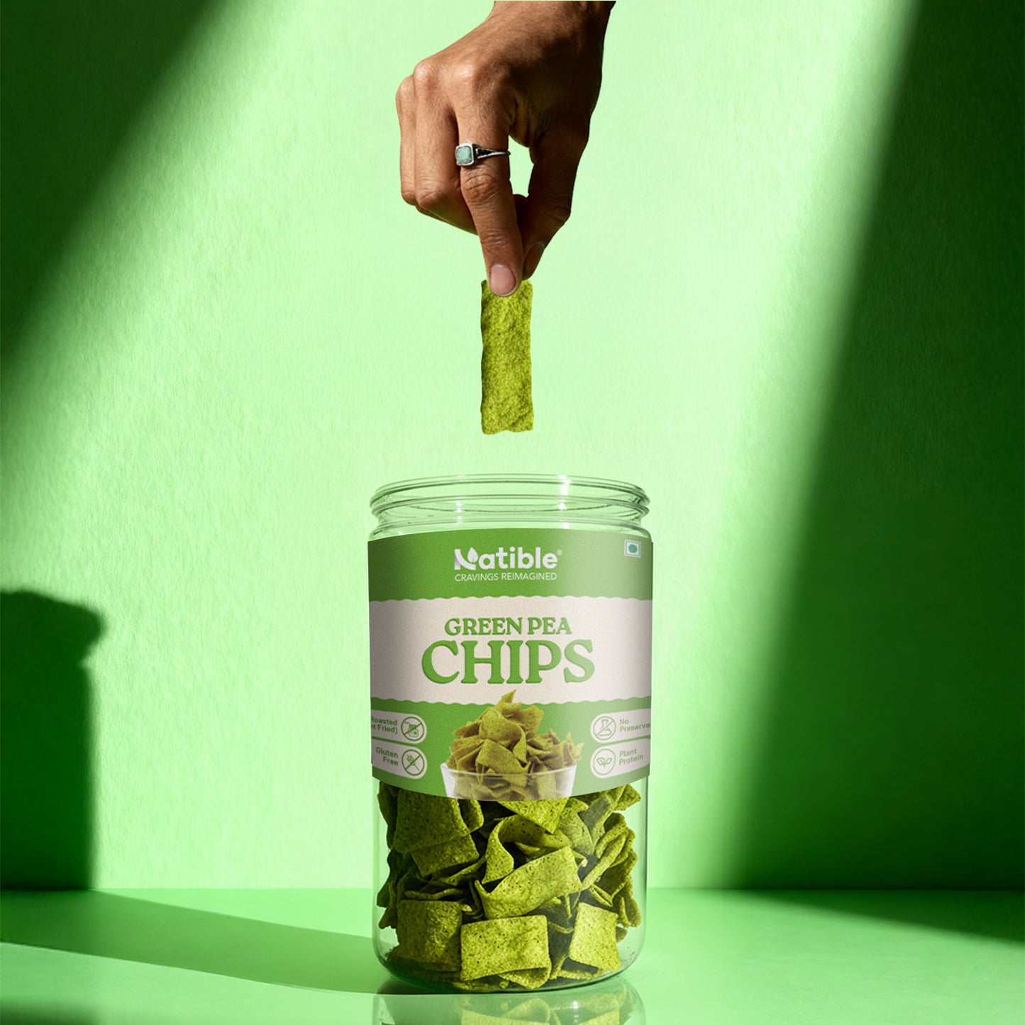 Natible Roasted Green Pea Chips (Pack of 2, 280 gms)
