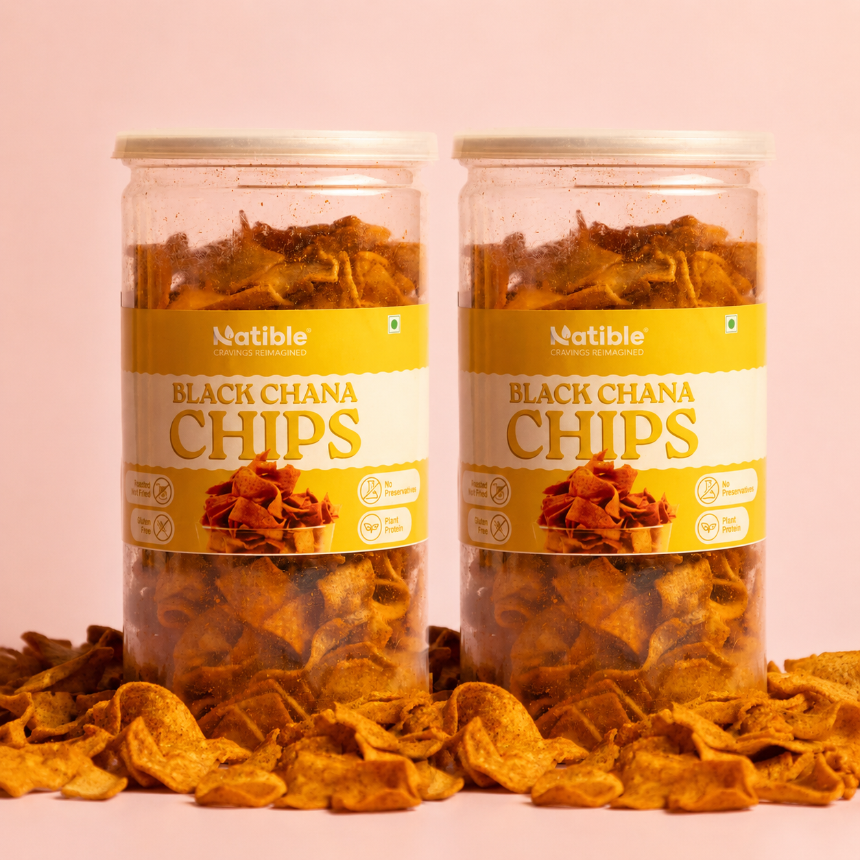 Natible Roasted Black Chana Chips (Pack of 2, 280 gms)