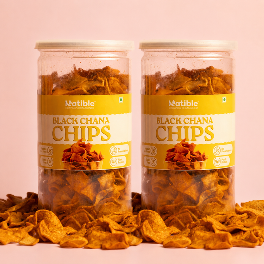 Natible Roasted Black Chana Chips (Pack of 2, 280 gms)