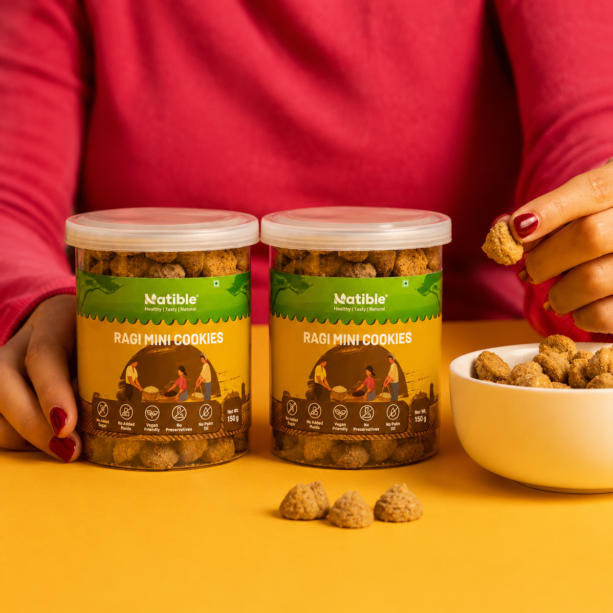 Natible Ragi Mini Cookies (Pack of 2 , 300gms)